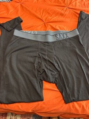 Saxx Black Boxer Briefs with Gray Logo Waistband